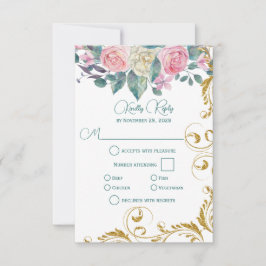 Botanische Bouquet met Faux Gold Swirl RSVP
