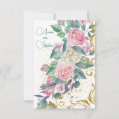 Botanische Bouquet met Faux Gold Swirl RSVP (Achterkant)