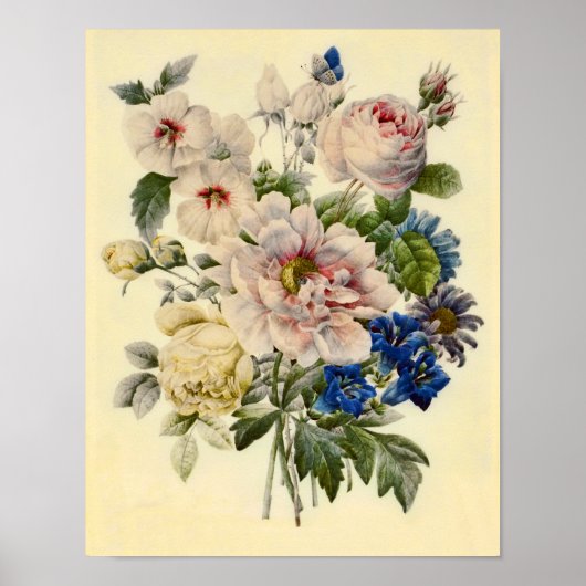  botanische Bouquet van gemengde bloemen Poster (Voorkant)
