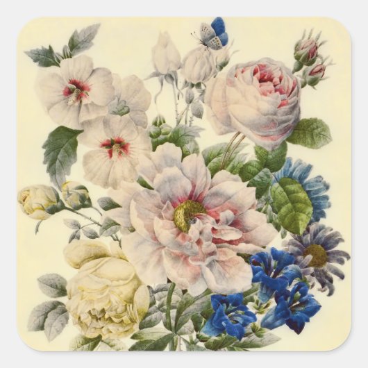  botanische Bouquet van gemengde bloemen Vierkante Sticker (Voorkant)