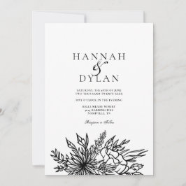 Botanische Bouquet Wedding QR Code Kaart