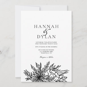 Botanische Bouquet Wedding QR Code Kaart