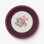 Botanische Bourgogne Berry Stripe Papieren Bordje (Voorkant)