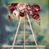 Botanische Bourgogne Bloemen Bruiloft Welkomstbord Acryl Bord (Neutraal)