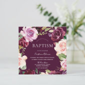 Botanische Bourgogne Blush Waterverf Baby Baptisme Kaart (Staand voorkant)