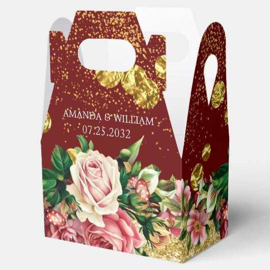 Botanische Bourgogne Elegant Wedding for Box Bedankdoosjes (Geopend)