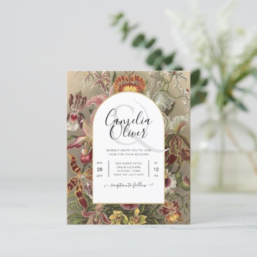  botanische Bourgogne Floral Wedding Invite (Staand voorkant)