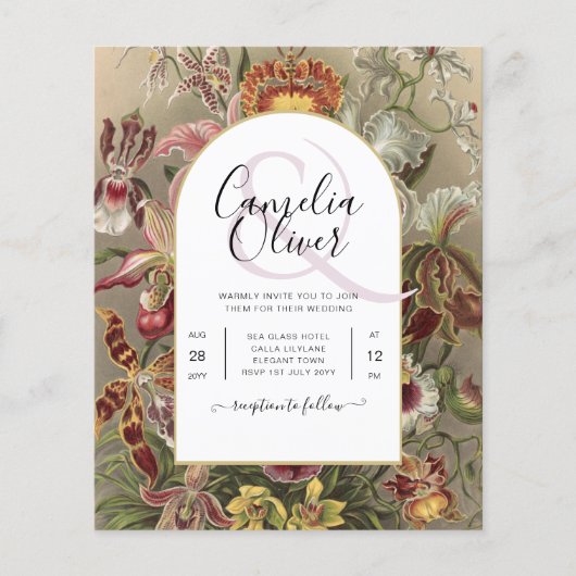  botanische Bourgogne Floral Wedding Invite Flyer (Voorkant)