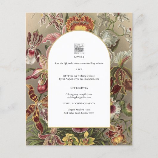  botanische Bourgogne Floral Wedding Invite Flyer (Achterkant)