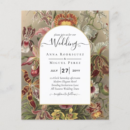  botanische Bourgogne Floral Wedding Invite Flyer (Voorkant)