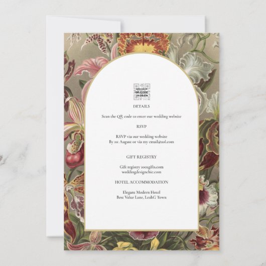  botanische Bourgogne Floral Wedding Invite Kaart (Achterkant)