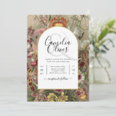  botanische Bourgogne Floral Wedding Invite Kaart (Staand voorkant)