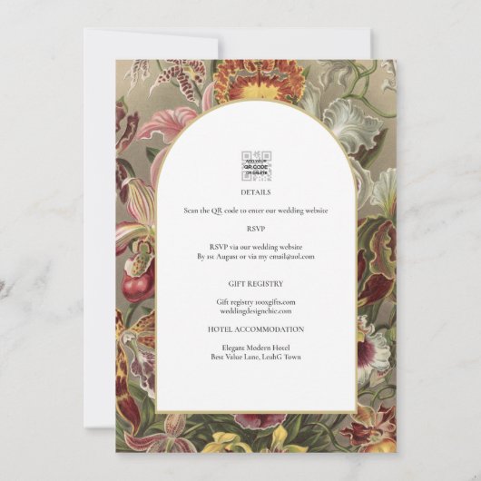  botanische Bourgogne Floral Wedding Invite Kaart (Achterkant)