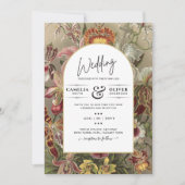  botanische Bourgogne Floral Wedding Invite Kaart (Voorkant)