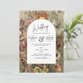  botanische Bourgogne Floral Wedding Invite Kaart (Staand voorkant)