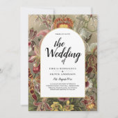  botanische Bourgogne Floral Wedding Invite Kaart (Voorkant)