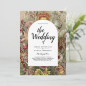  botanische Bourgogne Floral Wedding Invite Kaart (Staand voorkant)