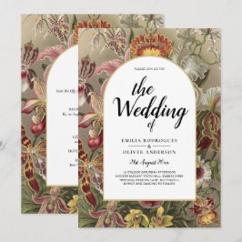  botanische Bourgogne Floral Wedding Invite Kaart
