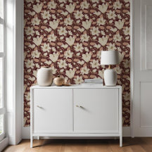 Botanische Bourgogne Rode Beige Lelie Bloemenpatro