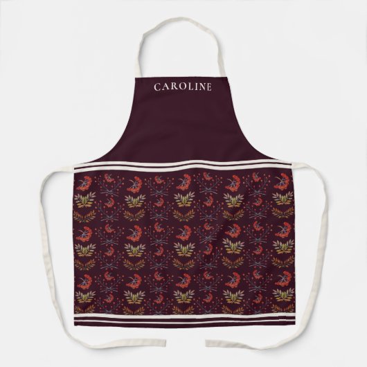 Botanische Bourgondische bessen & herfstbladeren C Schort (Voorkant)