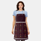 Botanische Bourgondische bessen & herfstbladeren C Schort (Gedragen)