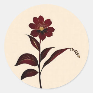 Botanische Bourgondische bloemen met goud Ronde Sticker