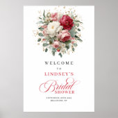 Botanische Bourgondische Groene Bruiloftsshower We Poster (Voorkant)