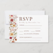 Botanische Bourgondische Herfst Bloemenbruiloft RS RSVP Kaartje (Voorkant)