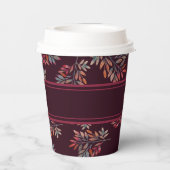 Botanische Bourgondische herfst laat achter Papieren Bekers (Achterkant)