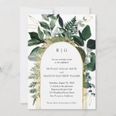 Botanische bouwkundige moderne tuinbruiloft-uitnod kaart (Voorkant)