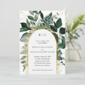 Botanische bouwkundige moderne tuinbruiloft-uitnod kaart (Staand voorkant)