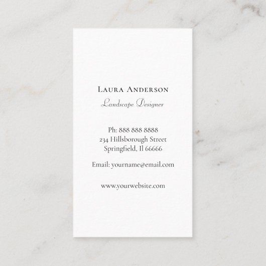 Botanische bovenleiding in urn waterverf Landscapi Visitekaartje (Achterkant)