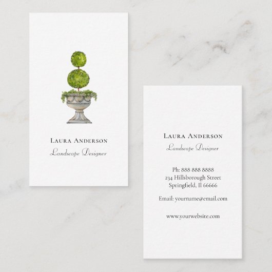 Botanische bovenleiding in urn waterverf Landscapi Visitekaartje (Voorkant / Achterkant)