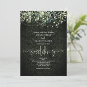 Botanische Boxwood Greenery String Lights Wedding Kaart (Staand voorkant)