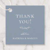 Botanische Branch Dusty Blue Dank je Bedankjes Labels (Voorkant)