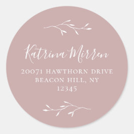 Botanische Branch Dusty Roos Return Address Sticke Ronde Sticker