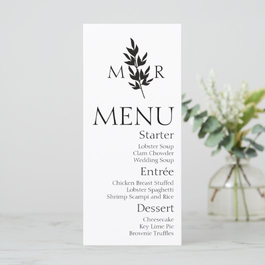 Botanische Branch Logo Wedding Menu (Staand voorkant)
