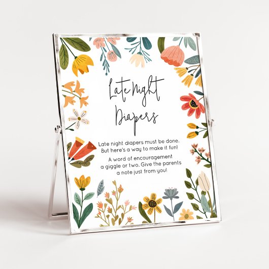 Botanische Bright Wildflower Late Night Luiers Poster