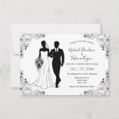 Botanische bruid en bruidegom illustratie bruiloft kaart (Voorkant)
