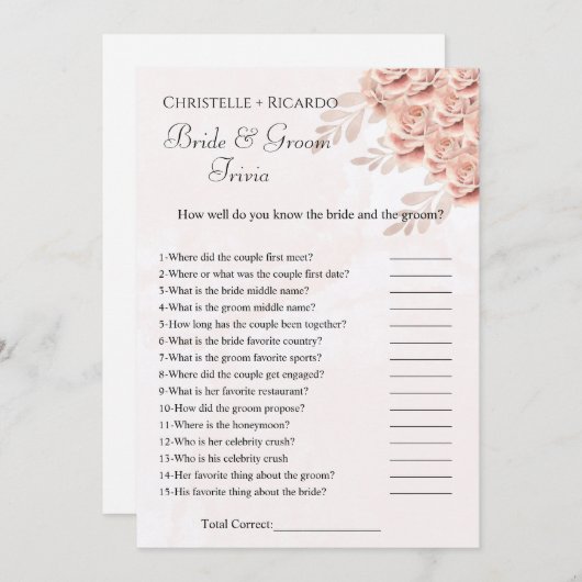 Botanische bruid trivia vrijgezellenfeest spel Kaa Aankondiging (Voorkant / Achterkant)