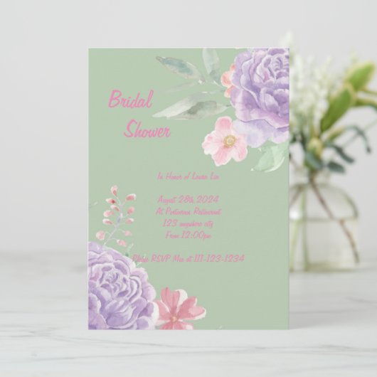 Botanische bruids douche uitnodiging (Staand voorkant)