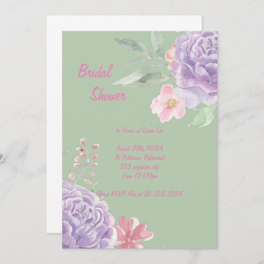 Botanische bruids douche uitnodiging (Voorkant / Achterkant)