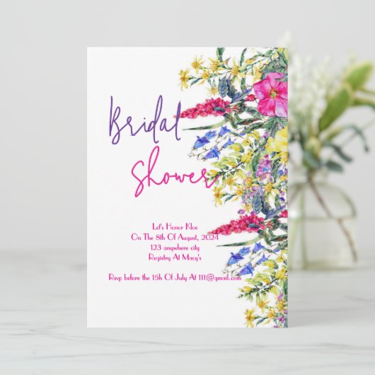 Botanische bruids douche uitnodiging (Staand voorkant)