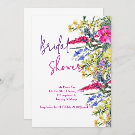 Botanische bruids douche uitnodiging (Voorkant / Achterkant)