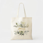 botanische bruidsmeisje gepersonaliseerde boodscha tote bag (Voorkant)