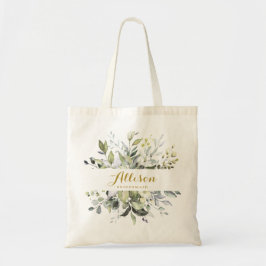 botanische bruidsmeisje gepersonaliseerde boodscha tote bag