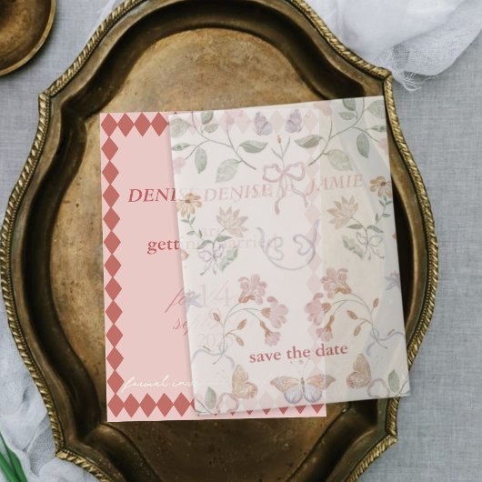 botanische bruiloft Bewaar de datum Overlay Vellum Uitnodigingen