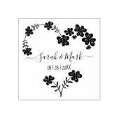 Botanische Bruiloft Bloemen Hart Krans Rubberstempel (Afrduk)