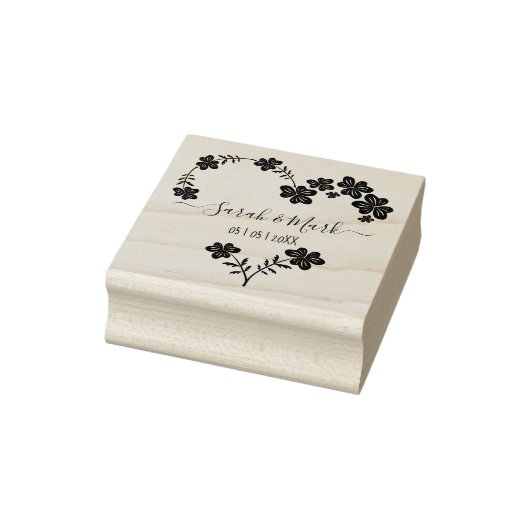 Botanische Bruiloft Bloemen Hart Krans Rubberstempel (Stempel)