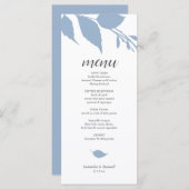 Botanische bruiloft Dusty Blue Menu Kaart (Voorkant / Achterkant)